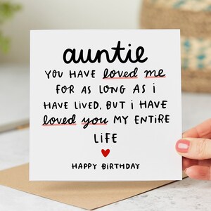 Auntie I've Loved You My Entire Life, Auntie Birthday Card, Personalised Card