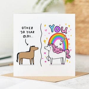 Funny 30th Birthday Card - Unicorn Card - Personalised Card