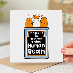 Growing A Tiny Human Bean™ Card - Funny Pregnancy Card, New Baby, Congratulations, Personalised Card