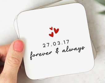 Personalised Anniversary Coaster, Forever And Always, Wedding Anniversary Gift