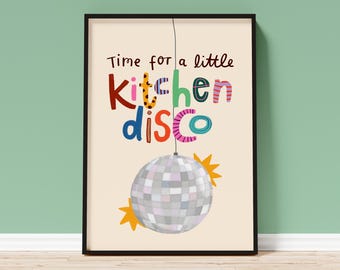 Kitchen Disco Art Print - Kitchen Disco Ball Wall Art - Unframed