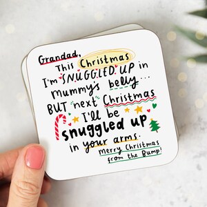 Grandad, Love from The Bump Christmas Coaster, Christmas Gift for Grandad to-be