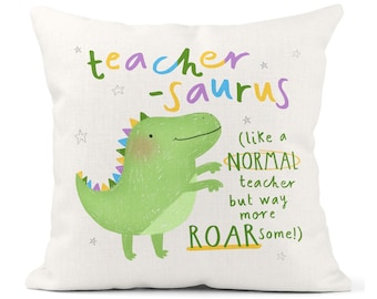 Teacher-saurus Cushion | Funny Dinosaur Thank You Teacher Gift