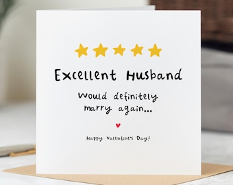 Excellent Husband Valentine's Day Card, Funny Valentine Card for Husband, Personalised Card