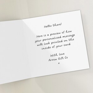 May include: Inside of a white greeting card with the text "Hello there!" and a preview of a personalized message. The card also includes "With Love Arrow Gift Co x".