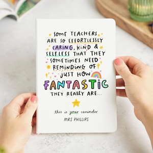 Fantastic Teacher Personalised Notebook - Teacher Thank You Gift, Christmas Gift, End of Term Gift, This Is Your Reminder