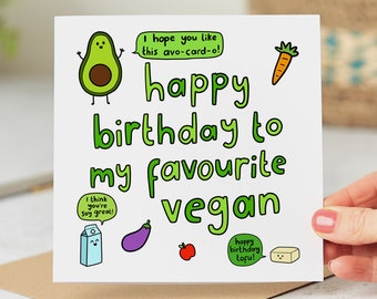 Happy Birthday To My Favourite Vegan - Funny Vegan Birthday Card - Personalised Card