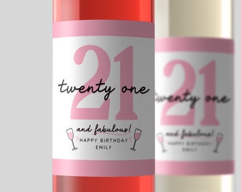 Personalised 21st Birthday Wine Label, 21 And Fabulous, Funny 21st Birthday Gift, Label, Sticker, Personalised Gift, Happy 21st Birthday