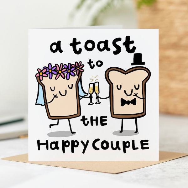 A Toast To The Happy Couple, Funny Wedding Card, Mr and Mrs, Funny Card, Engagement Card, Happy Couple Card, Toast Pun