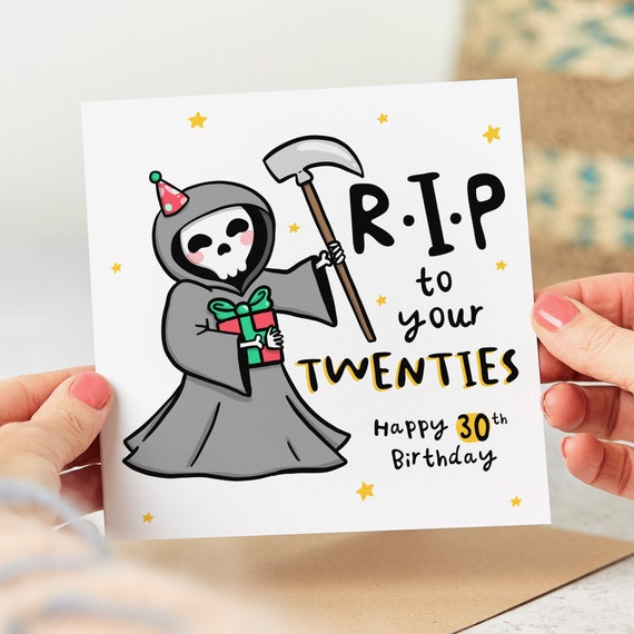 Funny 30th Birthday Card, RIP to Your Twenties, Personalised Card