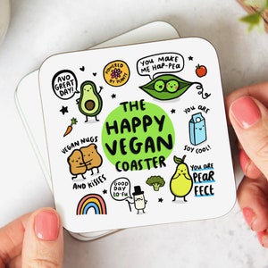 The Happy Vegan Coaster - Funny Gift