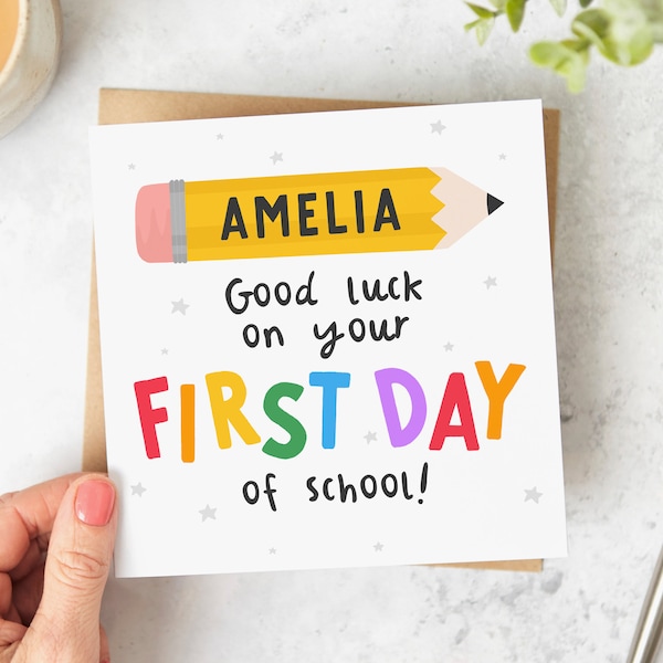 Personalised Card, Good Luck on Your First Day of School