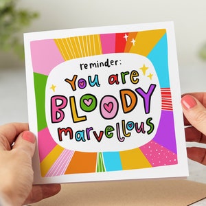 You Are Bloody Marvellous, Funny Thank You Card, Congrats Card, Appreciation, Thinking Of You Card, Personalised Card