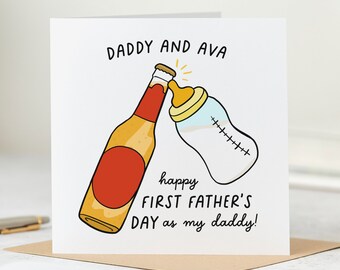 Personalised Daddy Father's Day Card, Funny Card, First Father's Day Card, Happy First Father's Day As My Daddy