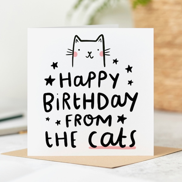 Happy Birthday From The Cats, Funny Birthday Card From The Cats, Personalised Card