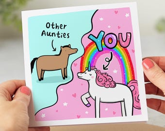 Other Aunties and You, Funny Birthday Card for Auntie, Unicorn Card, Personalised Card