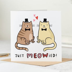 Just Meowied, Funny Wedding Card, Gay Wedding Card, Just Married, Grooms, Cat Couple