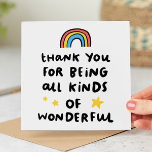 Thank You For Being All Kinds Of Wonderful - Thank You Card - Personalised Card