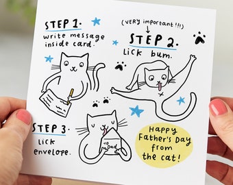 Happy Father's Day From The Cat - Licked My Bum Card - Funny Father's Day Card From The Cat - Personalised Card