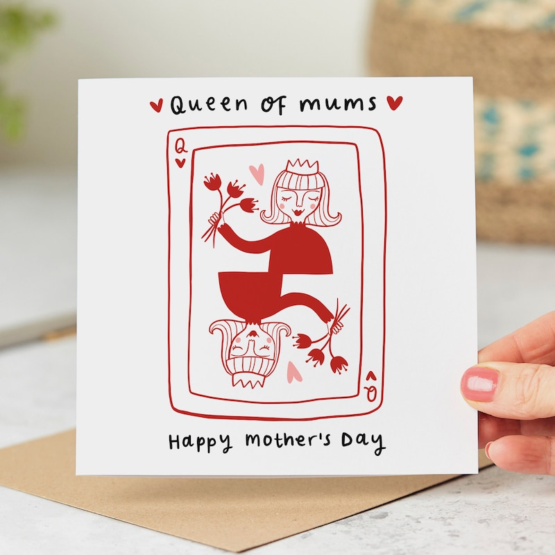 Queen Of Mums Muttertagskarte, Süße Muttertagskarte, personalisierte Karte