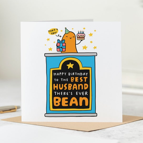 Best Husband Birthday Card, Funny Birthday Card, Happy Birthday To The Best Husband There's Ever Bean