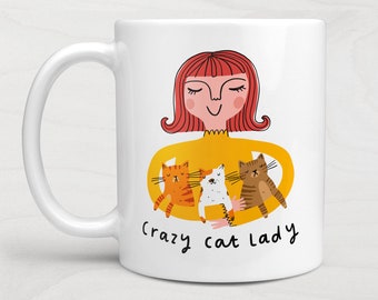 Personalised Crazy Cat Lady Mug - Funny Friendship Gift, Birthday Gift For Her, Cat Lover, From The Pet, Cat Mum