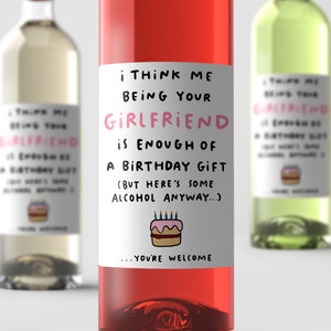 Funny Girlfriend Birthday Wine Label – Gift for Boyfriend
