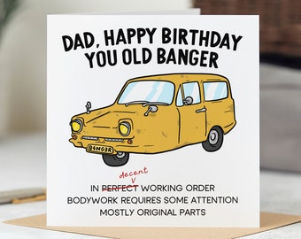 Funny Dad Birthday Card, Happy Birthday You Old Banger - Personalised Card
