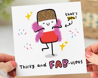 Thirty And Fabulous Birthday Card - Funny 30th Birthday Card - 30 And Fab - Personalised Card