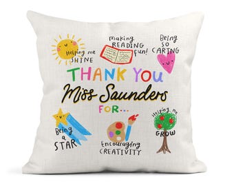 Personalised Teacher Thank You Cushion - End of Term Gift - Leaving School