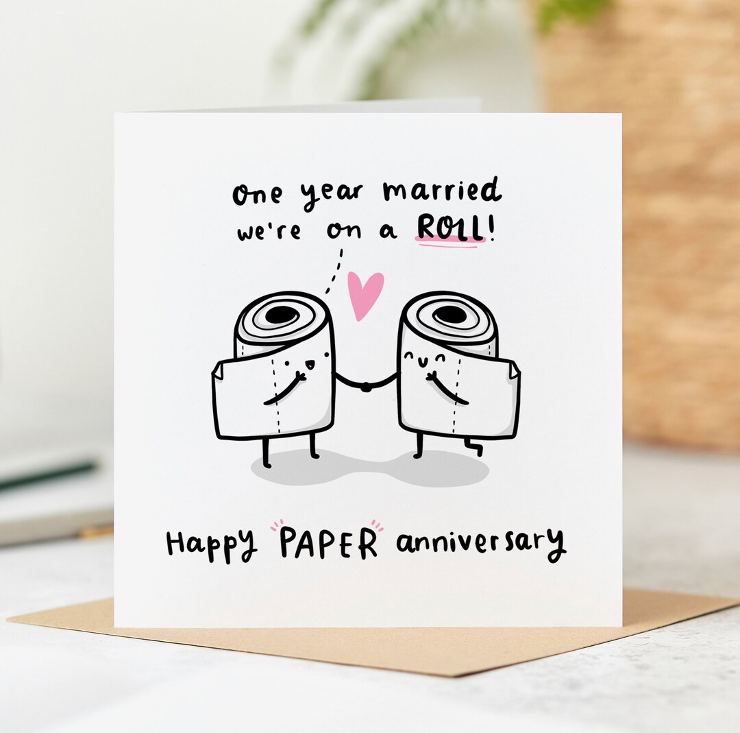 Funny 1st Anniversary Card We're on A Roll Paper Anniversary Card ...
