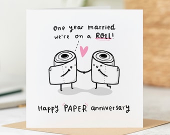 Funny 1st Anniversary Card - We're On A Roll - Paper Anniversary Card - Personalised Card