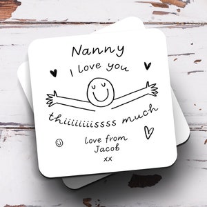 Personalised Nanny I Love You This Much Coaster, We Love You - Nanny Gift, Best Nanny Gift, Birthday Gift, Mother's Day Gift