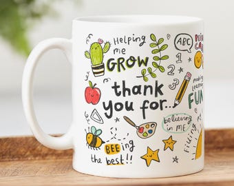 Teacher Thank You Mug | Thank You For... | End Of School, Teacher, Childminder, SENCO, Christmas Gift
