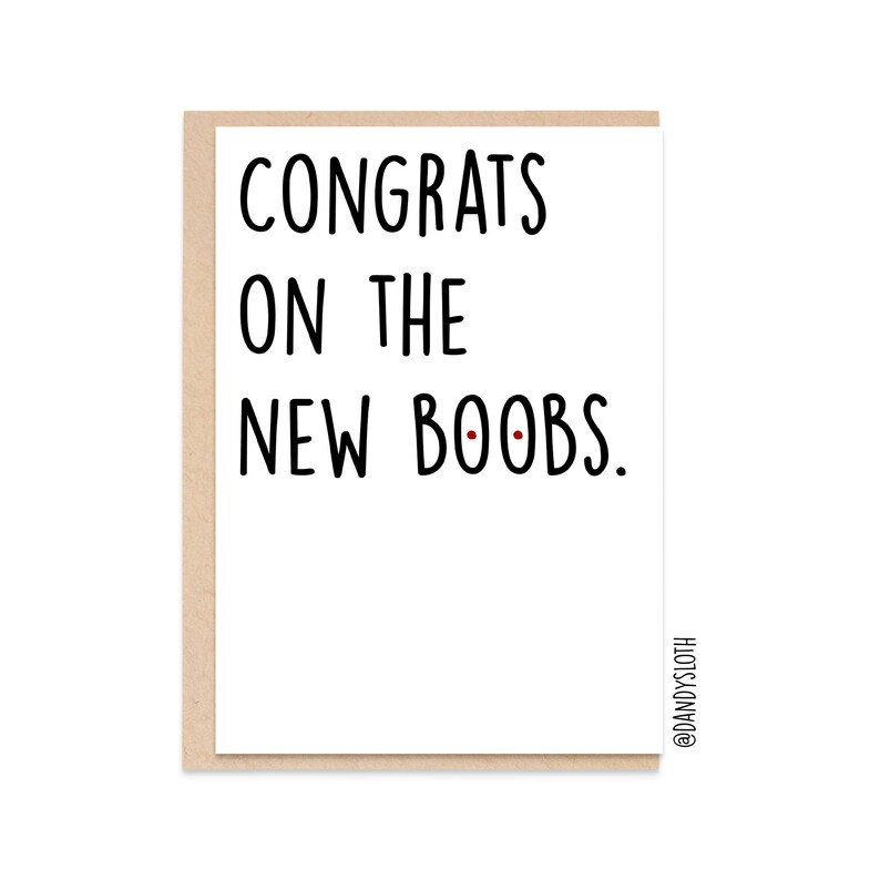 Boob Job Card Funny New Boobs Day Card Good Luck Card image 0.