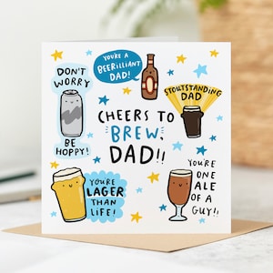 Cheers To Brew Dad - Funny Birthday Card for Dad - Personalised Card