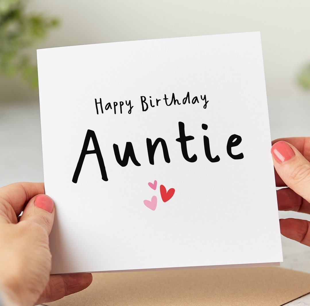 Happy Birthday Auntie - Auntie Birthday Card - Hearts - Personalised ...