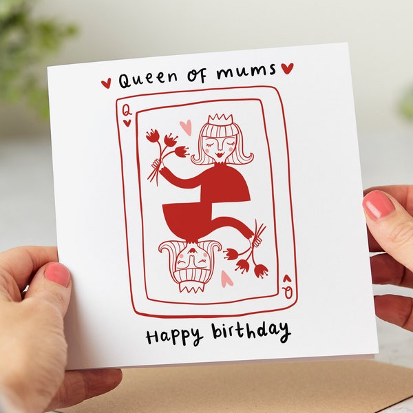 Queen of Mums Birthday Card - Best Mum Birthday Card - Personalised Card