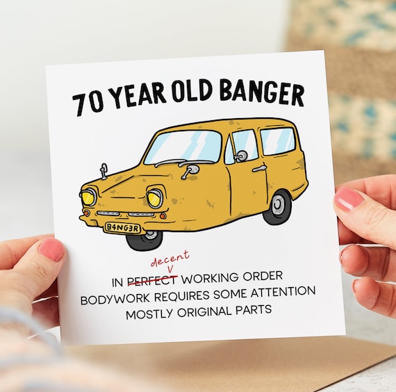 70 Year Old Banger Birthday Card - Funny 70th Birthday Card - Personalised Card