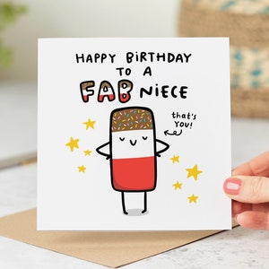To A Fab Niece Birthday Card - Funny Niece Birthday Card - Happy Birthday To A Fab Niece - Personalised Card