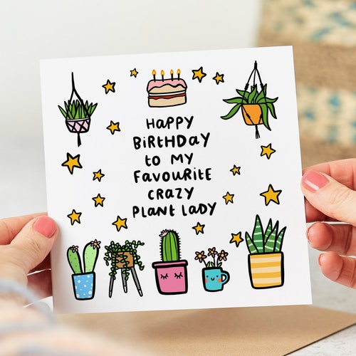 My Favourite Crazy Plant Lady - Funny Birthday Card - Personalised Card