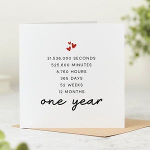 One Year Anniversary Countdown Card - 1st Anniversary Card - Wedding Anniversary Card - Personalised Card