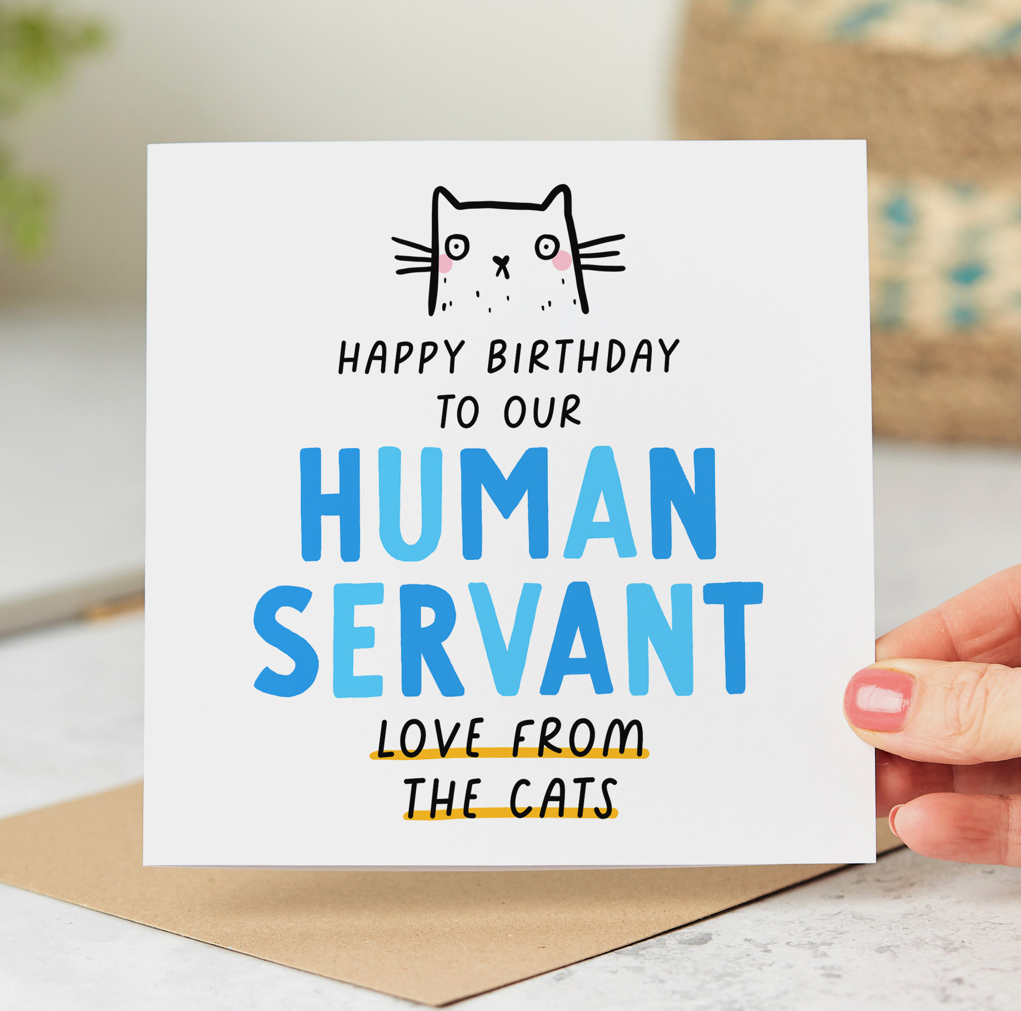 Birthday Card From the Cats, Happy Birthday to Our Human Servant, Funny ...