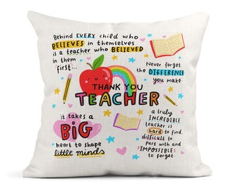 Teacher Thank You Cushion - Inspirational End of Term Gift