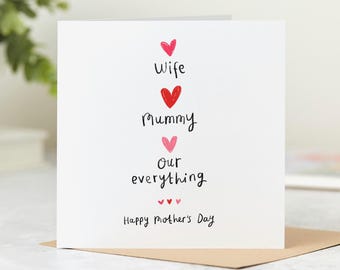 Mother's Day Card for Wife and Mummy, Our Everything