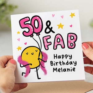 50 And Fab Personalised Birthday Card - Funny 50th Birthday Card