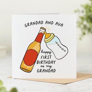 Happy First Birthday As My Grandad - Personalised Grandad Birthday Card