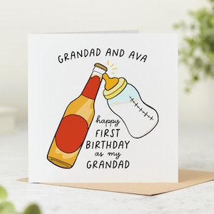 Happy First Birthday As My Grandad - Personalised Grandad Birthday Card