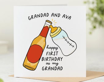 Happy First Birthday As My Grandad - Personalised Grandad Birthday Card