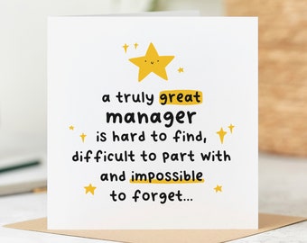 A Truly Great Manager Is Hard To Find - Manager Thank You Card - Personalised Card